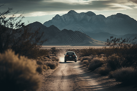 越野车穿过沙漠图片