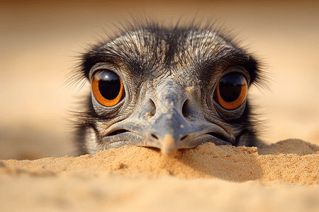 鸵鸟头在沙子里图片