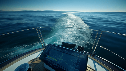 海上航行船GPS设备的镜头图片
