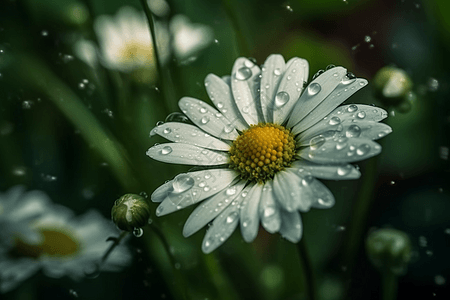 露水雏菊花图图片