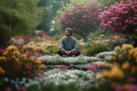 在花园里欣赏植物图片