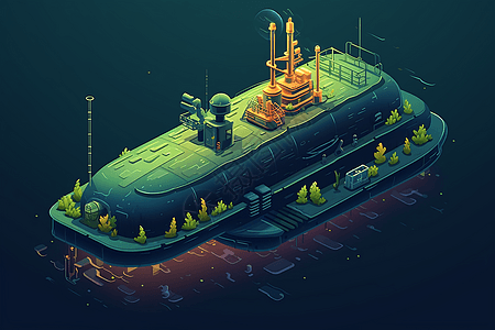 探索海洋深处的氢动力潜艇图片