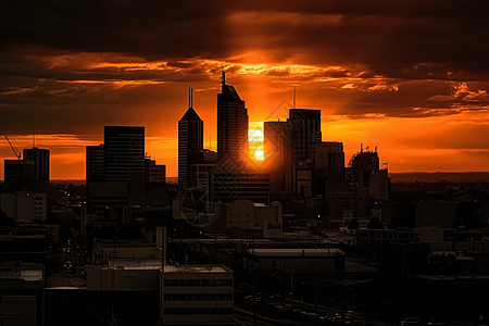 光彩夺目的城市天际线背景图片