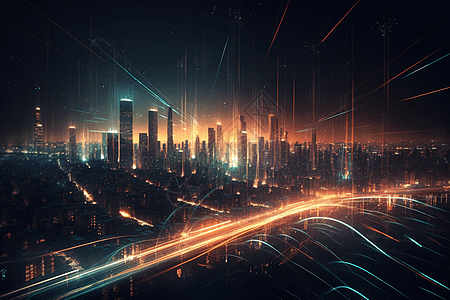 流光溢彩的未来城市背景图片