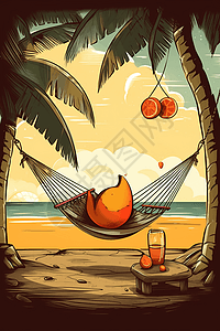 在海边度假的冷芒果图片
