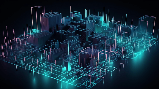 霓虹绚丽的等距视图图片