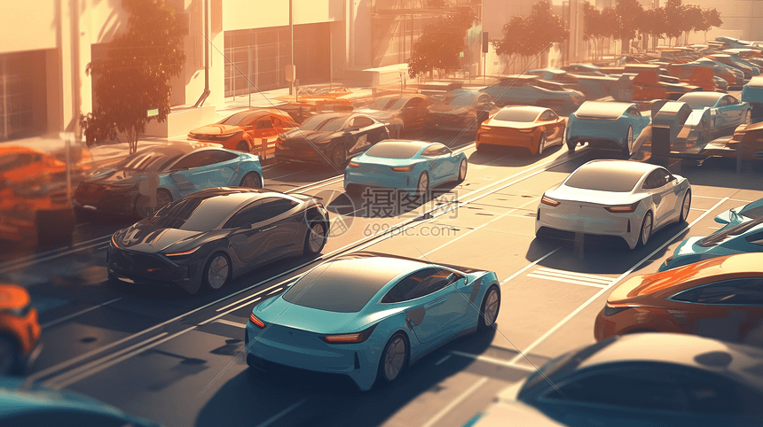 电动汽车停车厂3D概念图图片