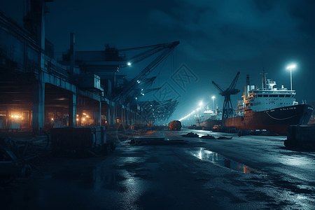 废弃的船坞工厂图片