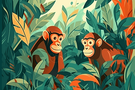 丛林中顽皮的猴子背景图片