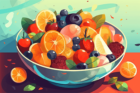 新鲜健康的水果沙拉图片