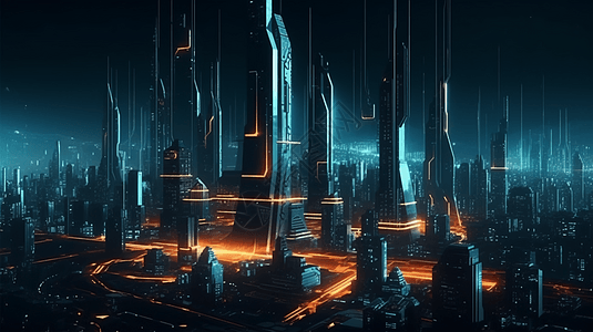 未来的城市景观3D概念图图片