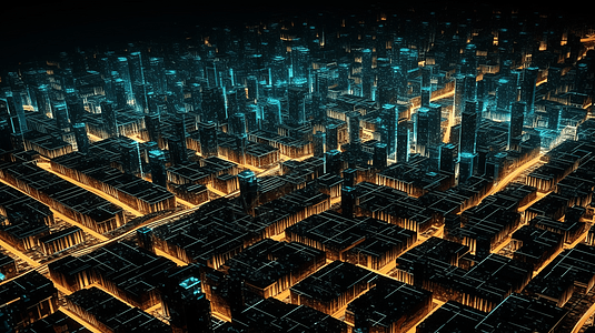 二进制代码集群的抽象城市图片
