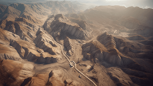 山间矿区的3D概念图图片