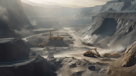 露天矿的采矿工作场景图片