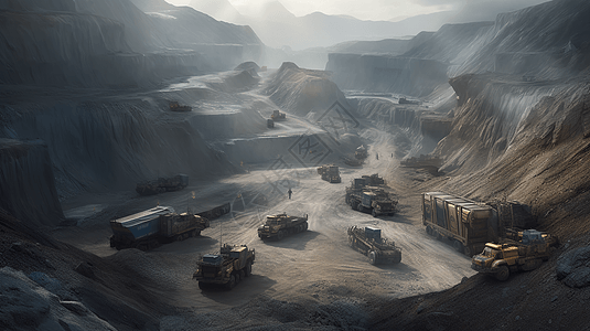露天矿的采矿卡车图片