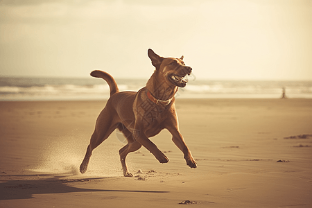 沙滩小的小狗背景图片