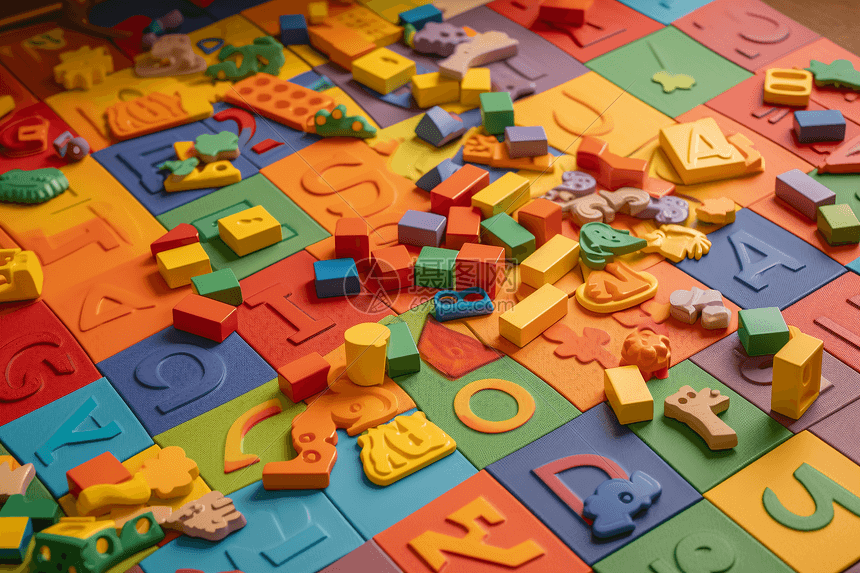 单词卡和字母块玩具图片