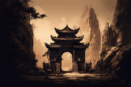 中国古代石门图片