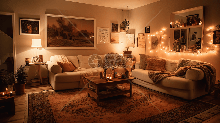 温馨慵懒风格大地毯客厅图片