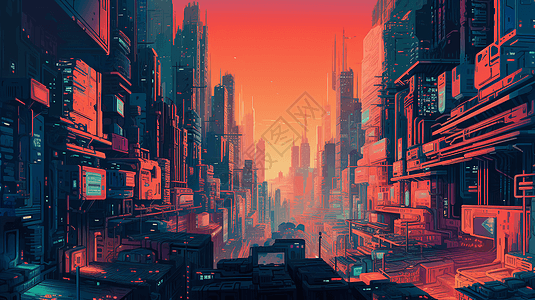 科幻小说里的未来城市背景图片