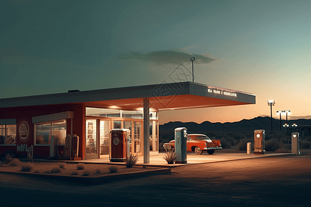 沙漠中的加油站图片