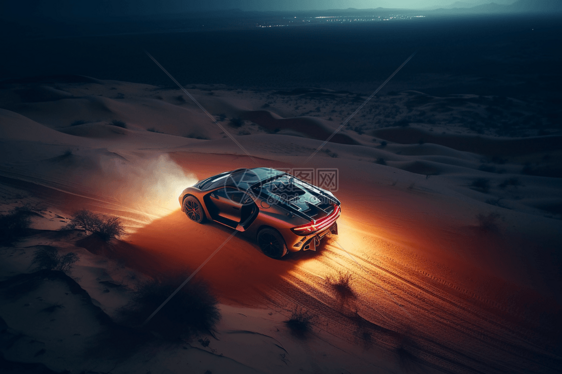 沙漠中的科技赛车图片