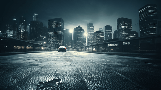 现代城市黑夜汽车高清图片