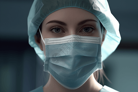 带口罩的护士3D概念模型图片