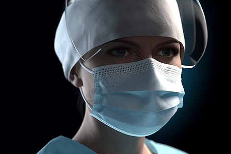 带口罩的护士概念模型图片