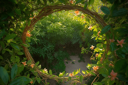 金银花花园拱门背图片