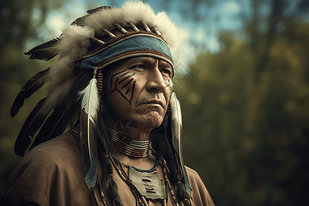 原住民印第安人男子肖像背景