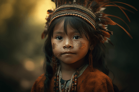 传统服装的土著儿童图片