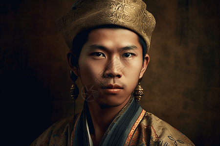古代装扮的亚洲人像图片