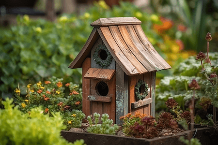 花园里的小屋高清图片