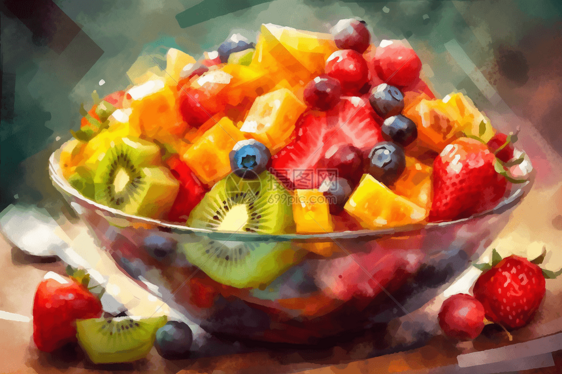玻璃碗中的水果图片