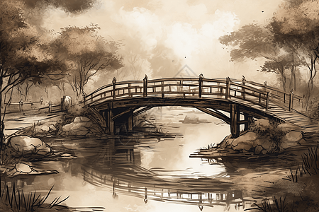 木质的拱桥图片
