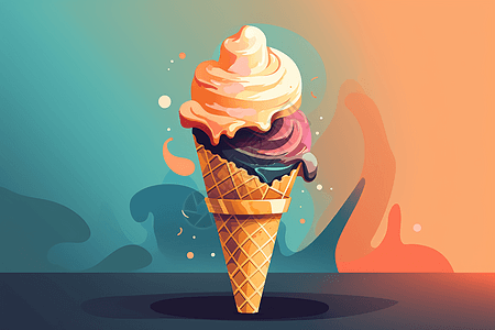 冰爽的奶油甜筒冰淇淋背景图片