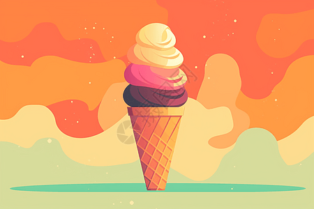 彩色背景前的冰淇淋蛋筒图片