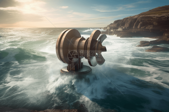 海上的风力涡轮机图片