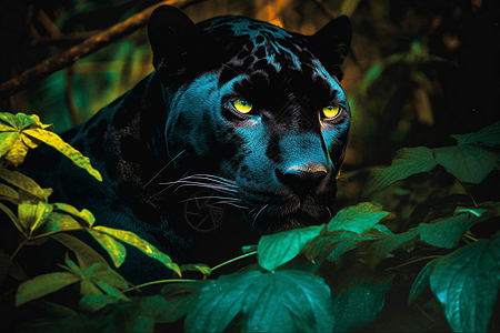夜景凶狠的黑豹图片