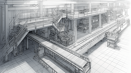 仓库中的输送机系统图片