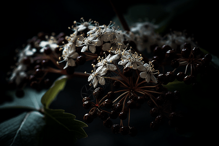 黑色接骨木花朵图片