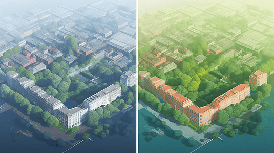 绿化改造后城市像素插图图片