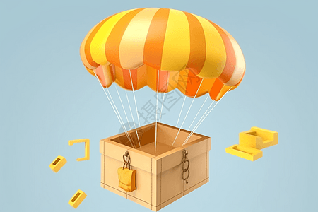 3D立体降落伞箱子图片