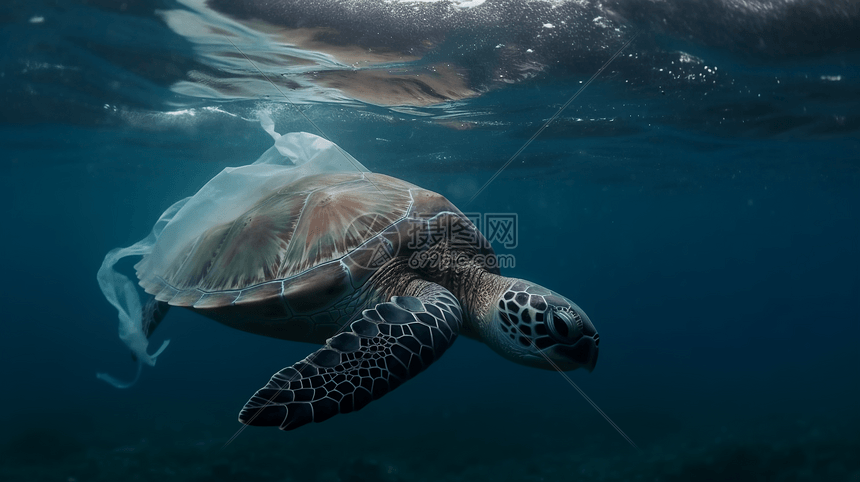 海龟在海洋中游泳图片