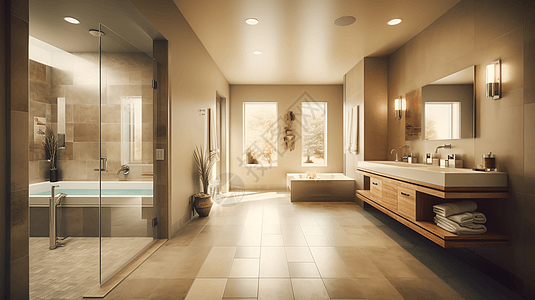 现代住宅浴室场景图片