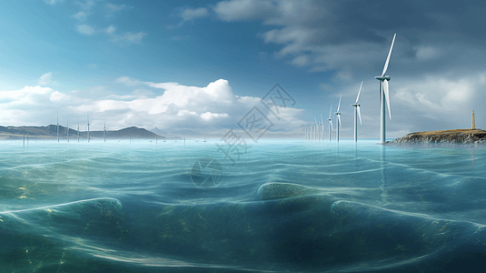海洋中新能源发电的巨大规模图片