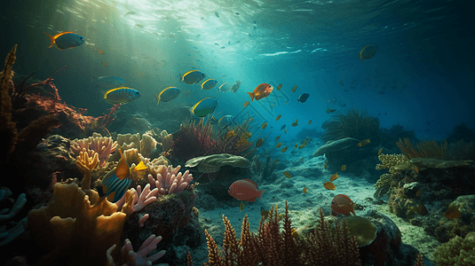 海洋生物水下视图图片