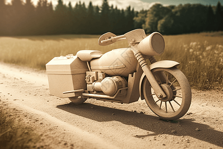 乡间小路摩托车的3D黏土模型图片