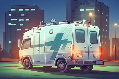 电动救护车插图背景图片